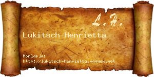 Lukitsch Henrietta névjegykártya
